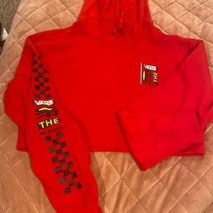 Red VANS off the wall CROP HOODIE